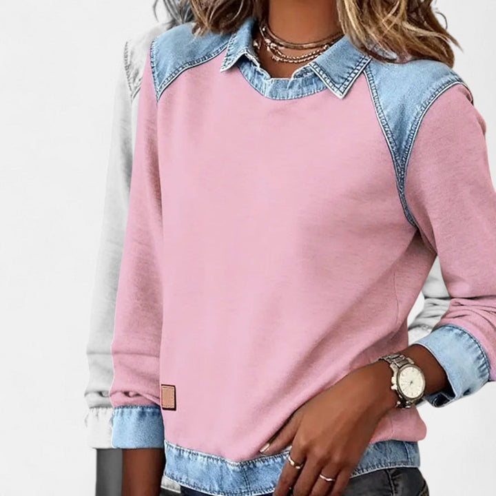 Adelaide | Women's Two-Tone Sweater with Collar
