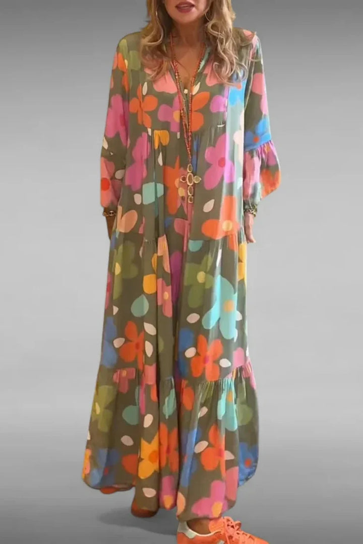 Aurora | Floral Maxi Dress with Flared Silhouette
