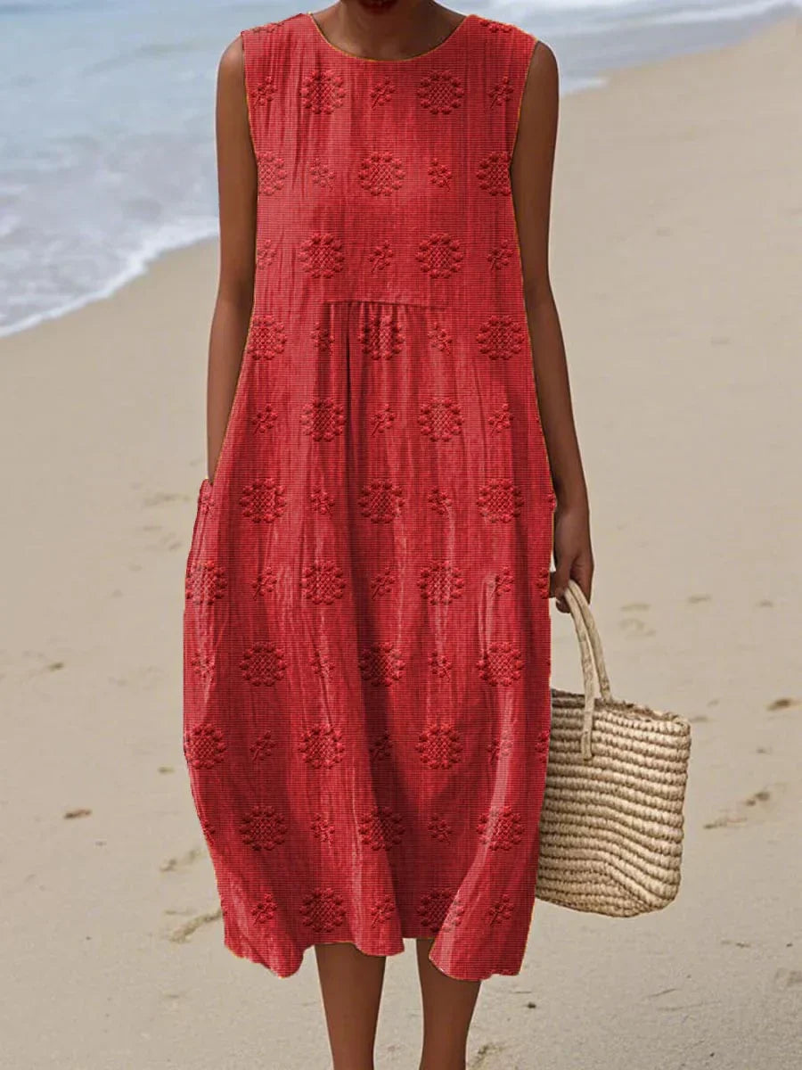 Greta | Women's Sleeveless Midi Dress with Pockets