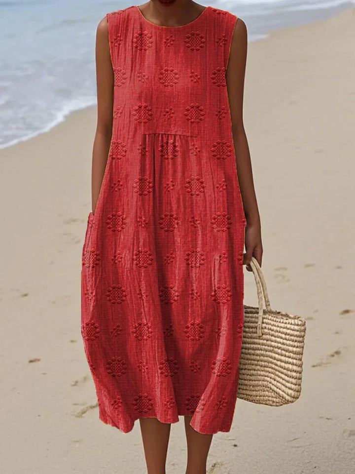 Greta | Women's Sleeveless Midi Dress with Pockets