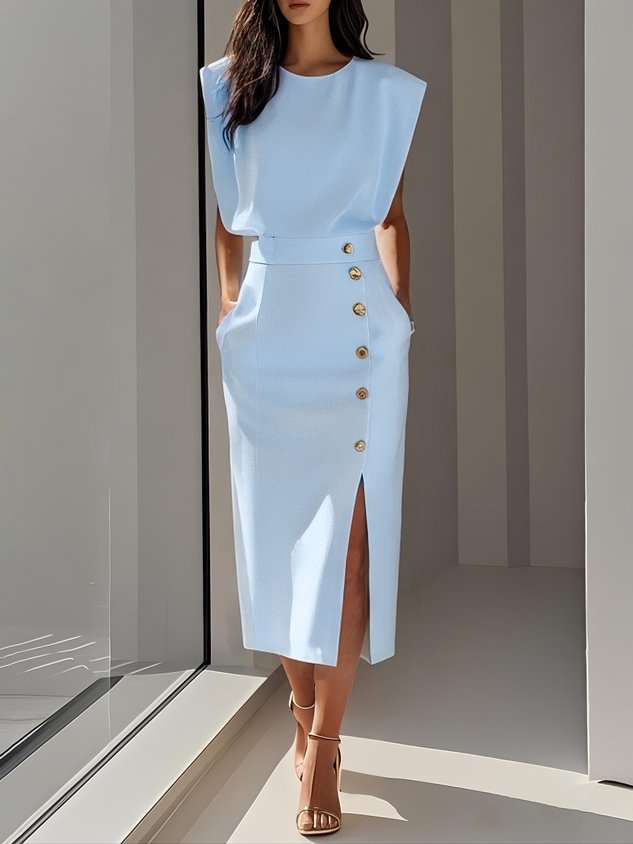 Hazel | Women's Button Detail Midi Dress