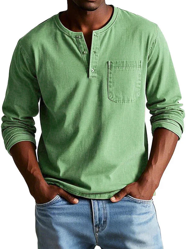 Liam | Men's Long Sleeve Henley Shirt
