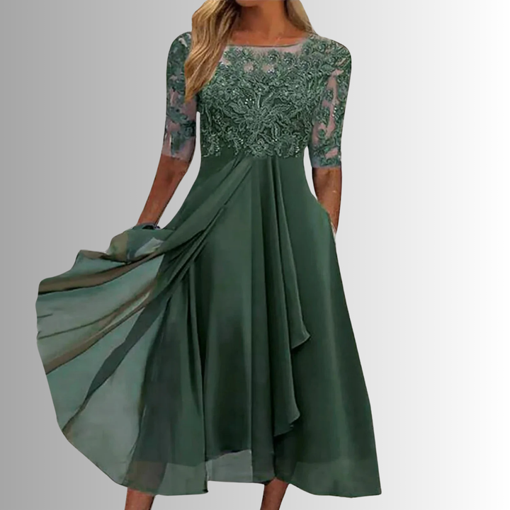 Genevieve | Wedding Guest Lace Midi Dress