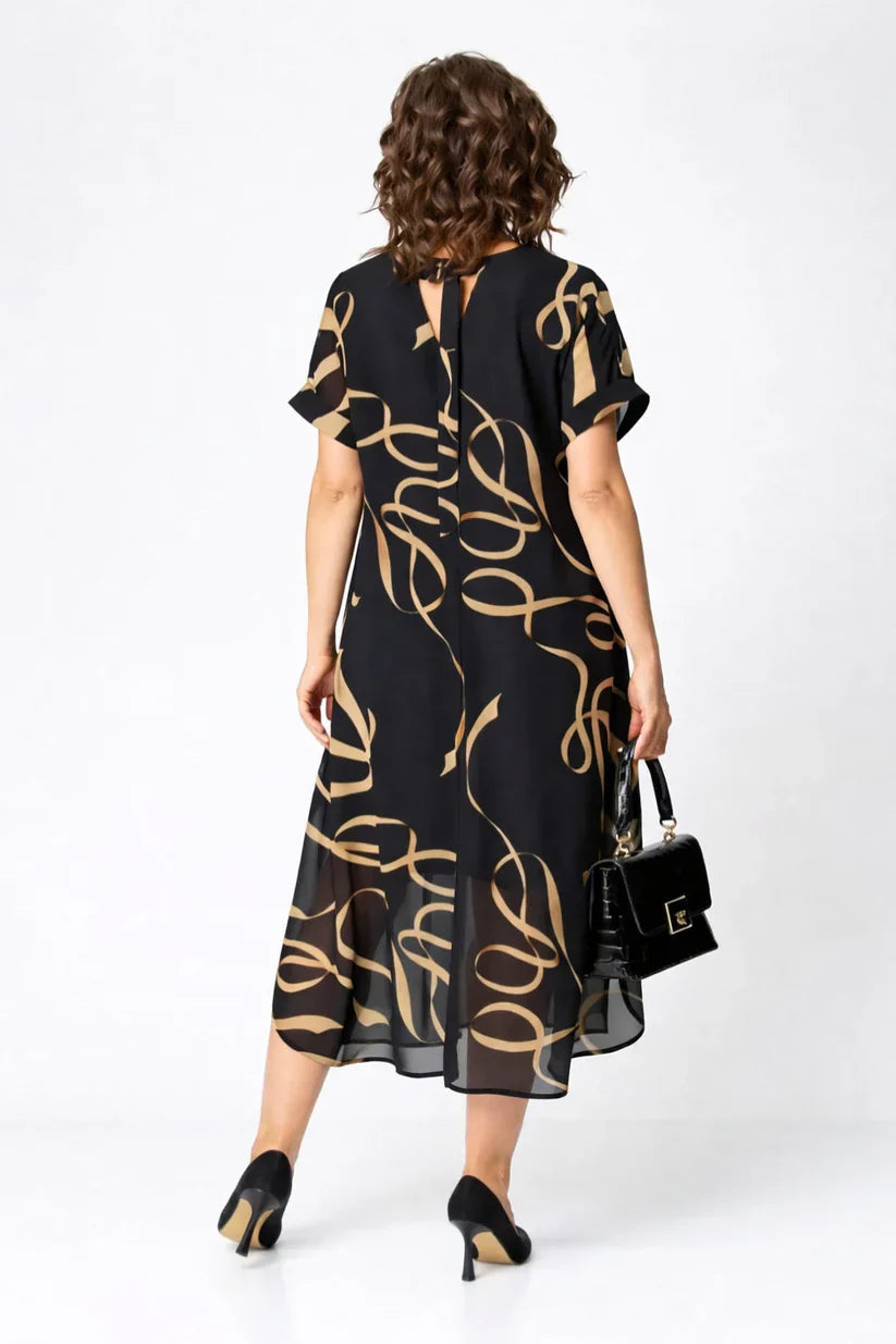 Genevieve | V Neck Midi Dress with Relaxed Fit