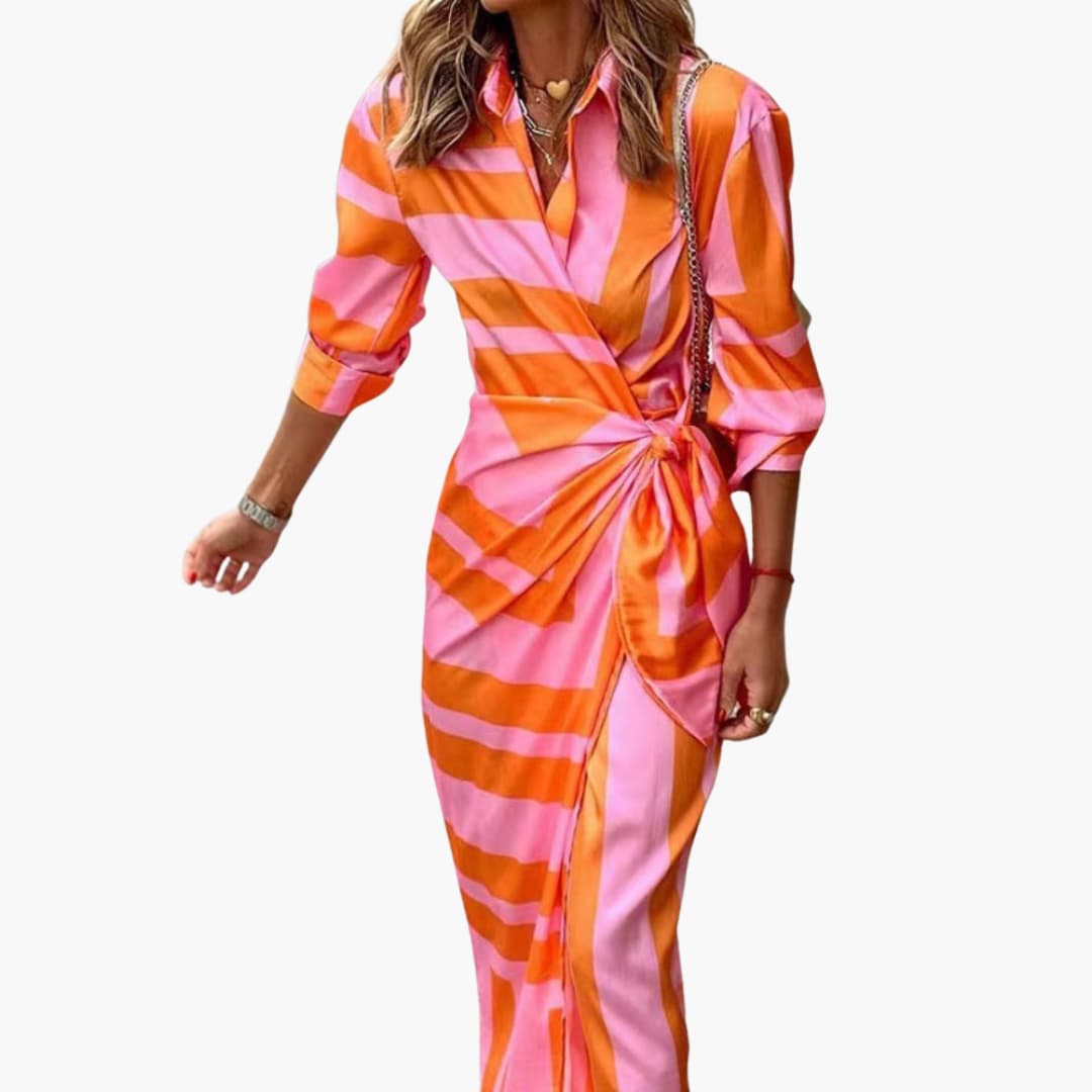 Salomea | Women's Striped Wrap Midi Dress