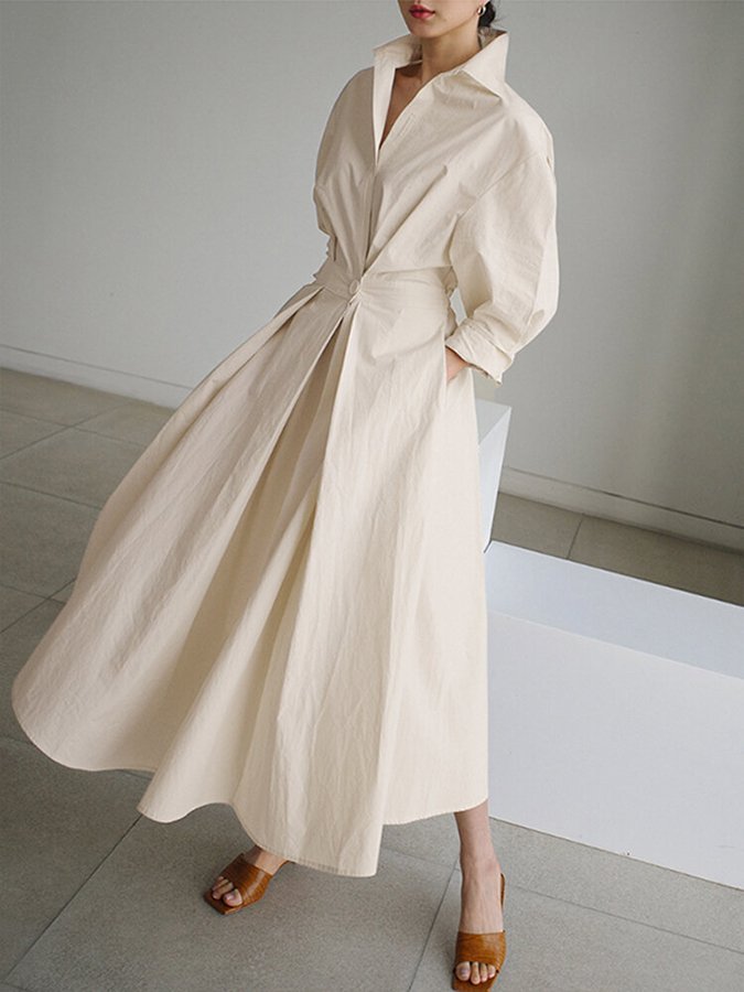 Madeline | Polo Collar A-Line Maxi Dress