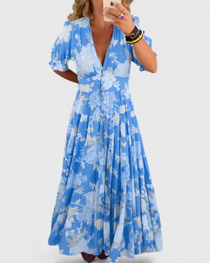 Sienna | Floral V Neck Maxi Dress with Pockets