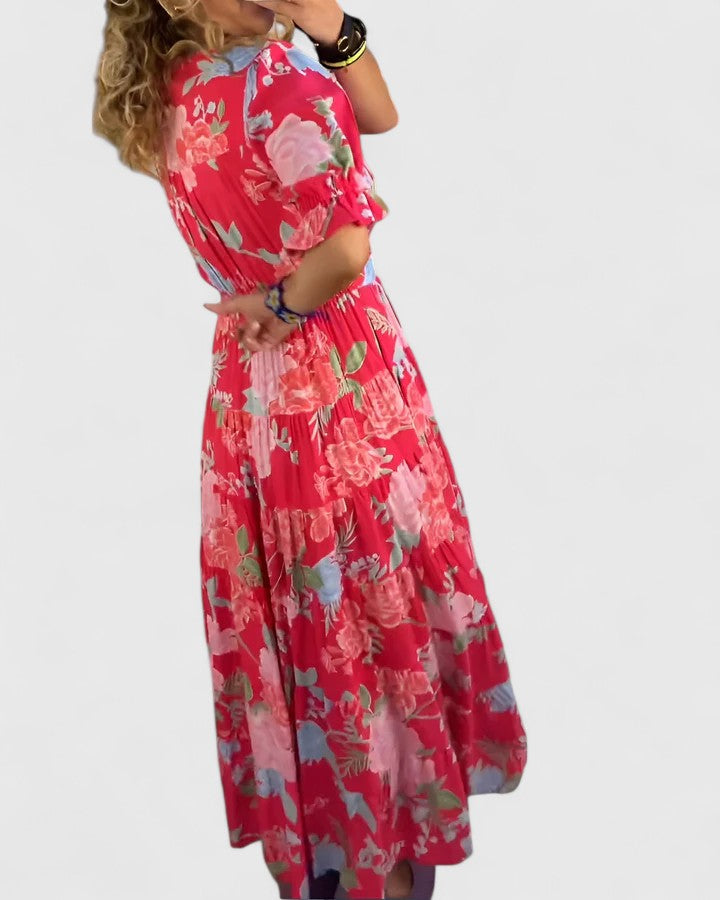 Sienna | Floral V Neck Maxi Dress with Pockets
