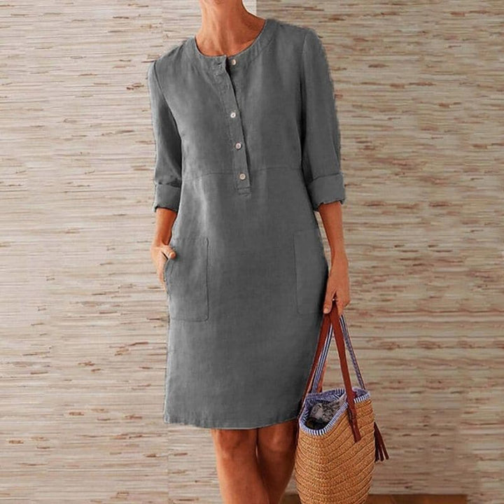 Hazel | Cotton Linen Shift Dress with Pockets