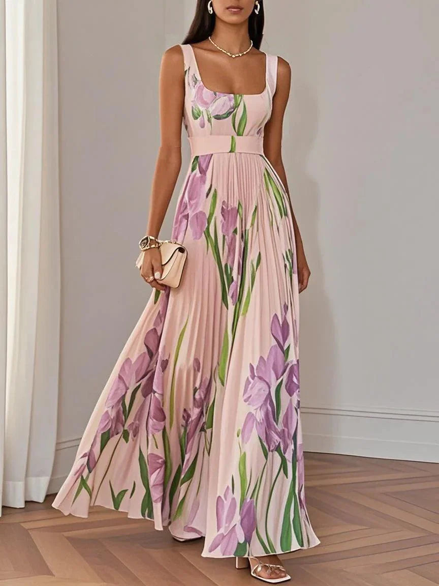 Ophelia | Square Neck Pleated Maxi Dress