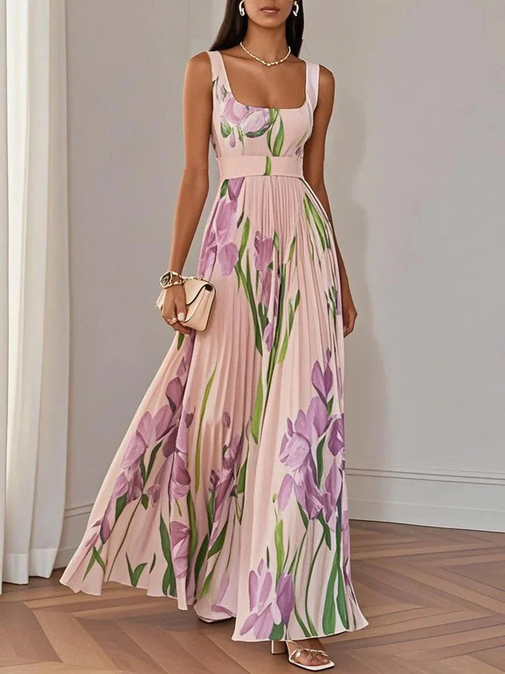 Ophelia | Square Neck Pleated Maxi Dress