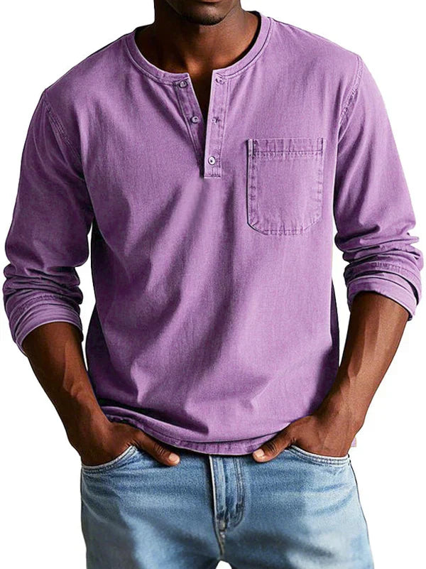 Liam | Men's Long Sleeve Henley Shirt