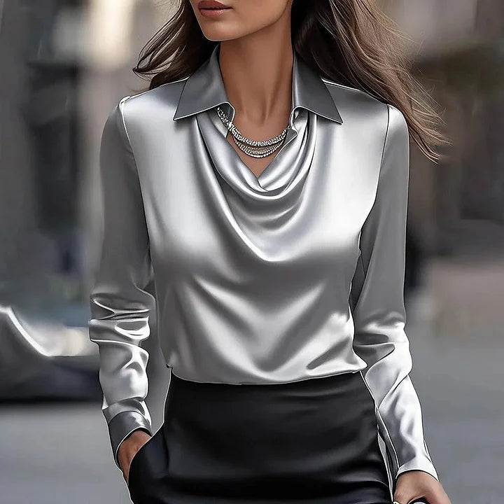 Helena | Women's V-Neck Satin Blouse