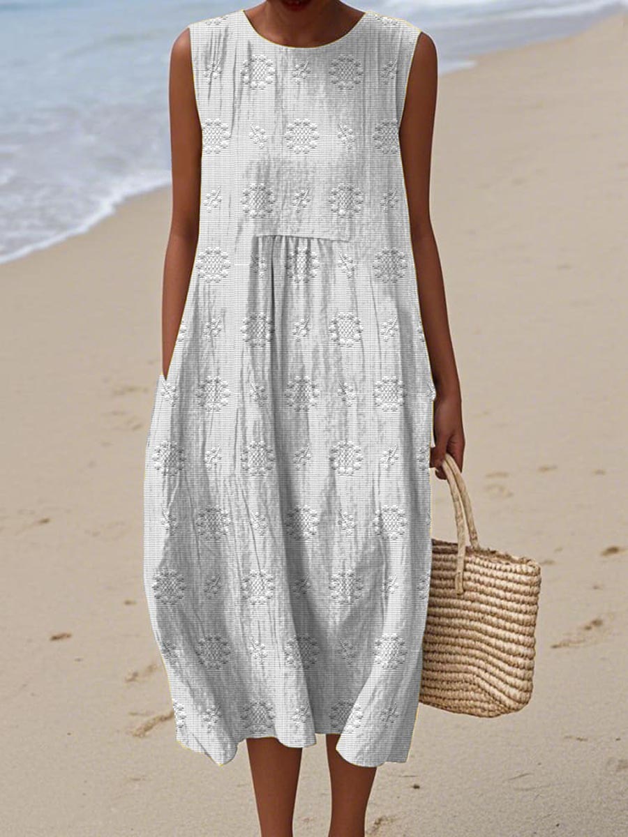 Greta | Women's Sleeveless Midi Dress with Pockets