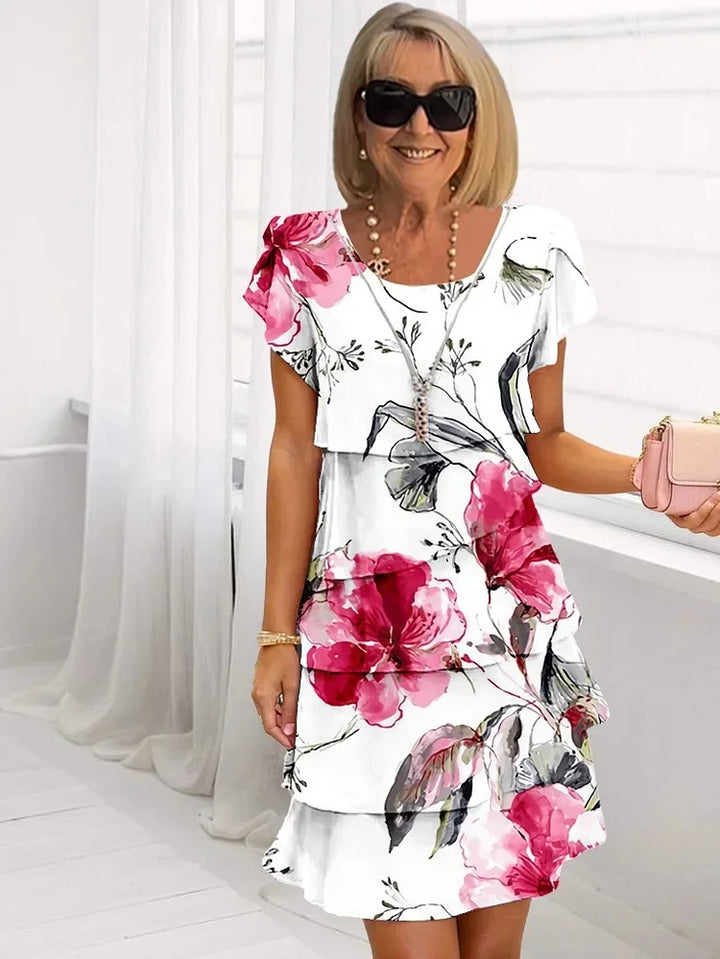 Aurora | Ruffled Floral Midi Dress