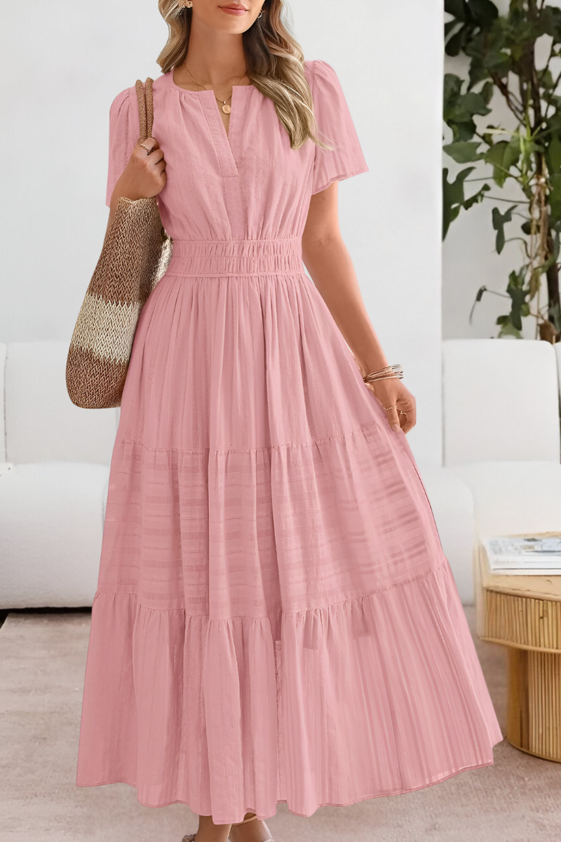 Penelope | Tiered Maxi Dress with Short Sleeves