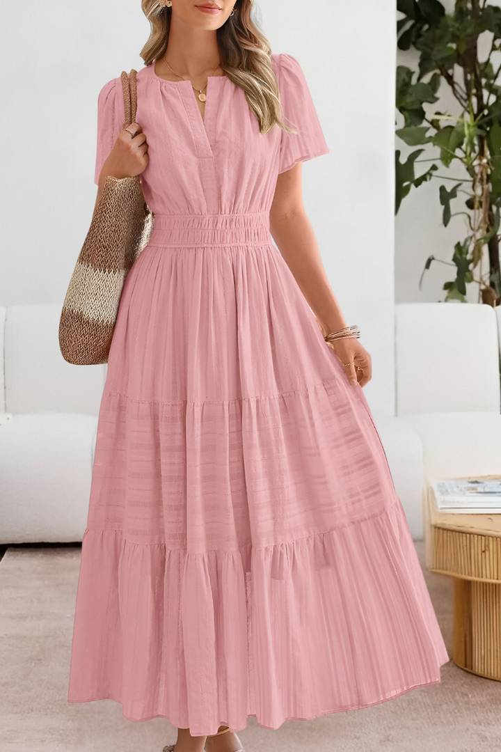 Penelope | Tiered Maxi Dress with Short Sleeves
