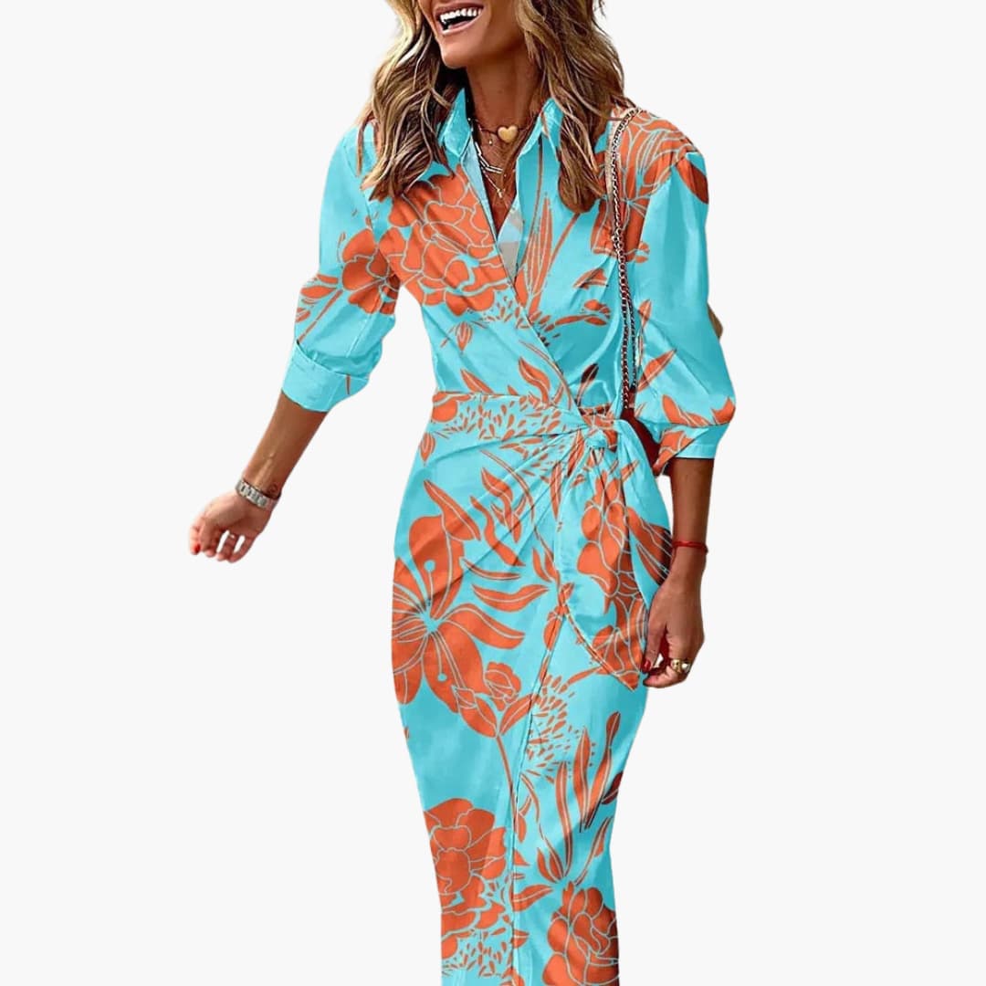 Salomea | Women's Striped Wrap Midi Dress