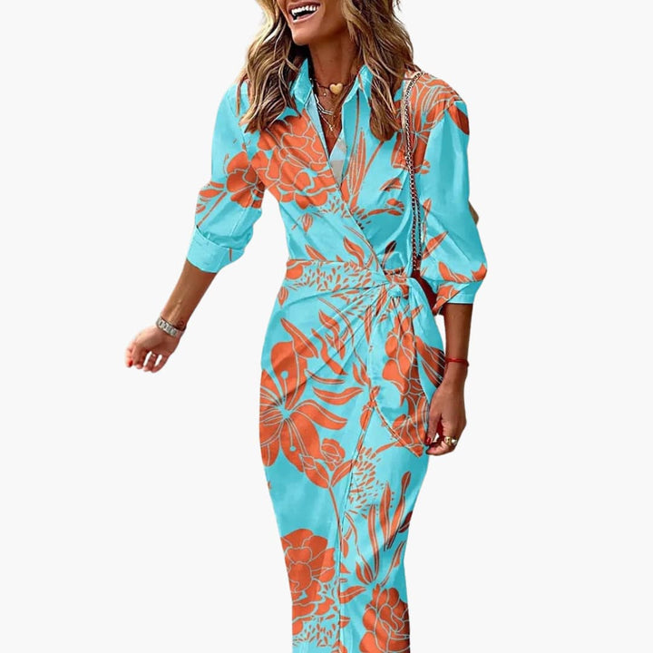 Salomea | Women's Striped Wrap Midi Dress