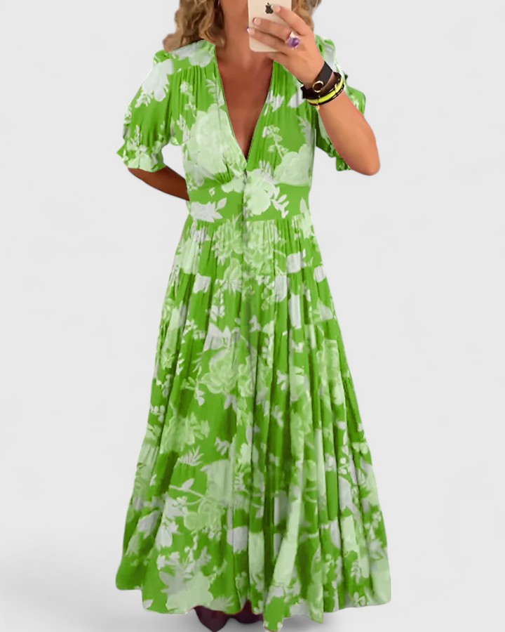 Sienna | Floral V Neck Maxi Dress with Pockets