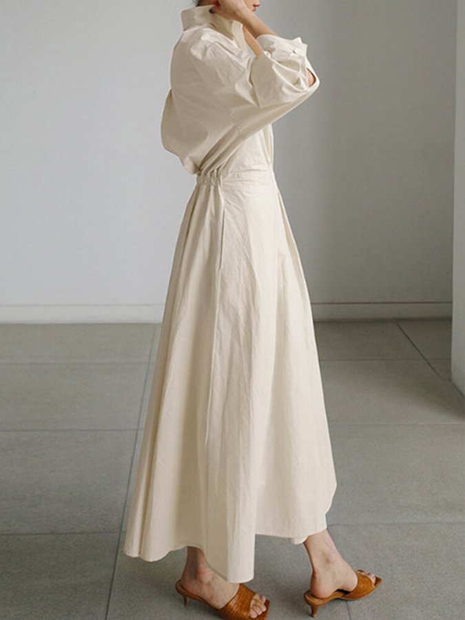 Madeline | Polo Collar A-Line Maxi Dress