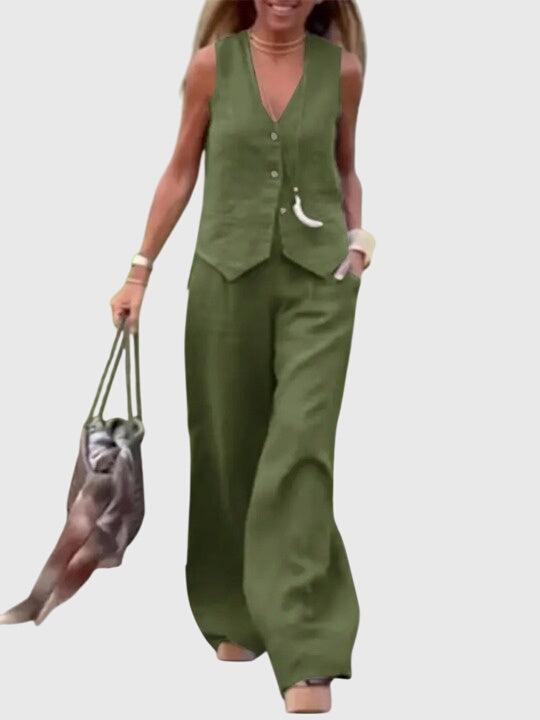 Eleanor | Women's Vest and Wide Leg Pants Set