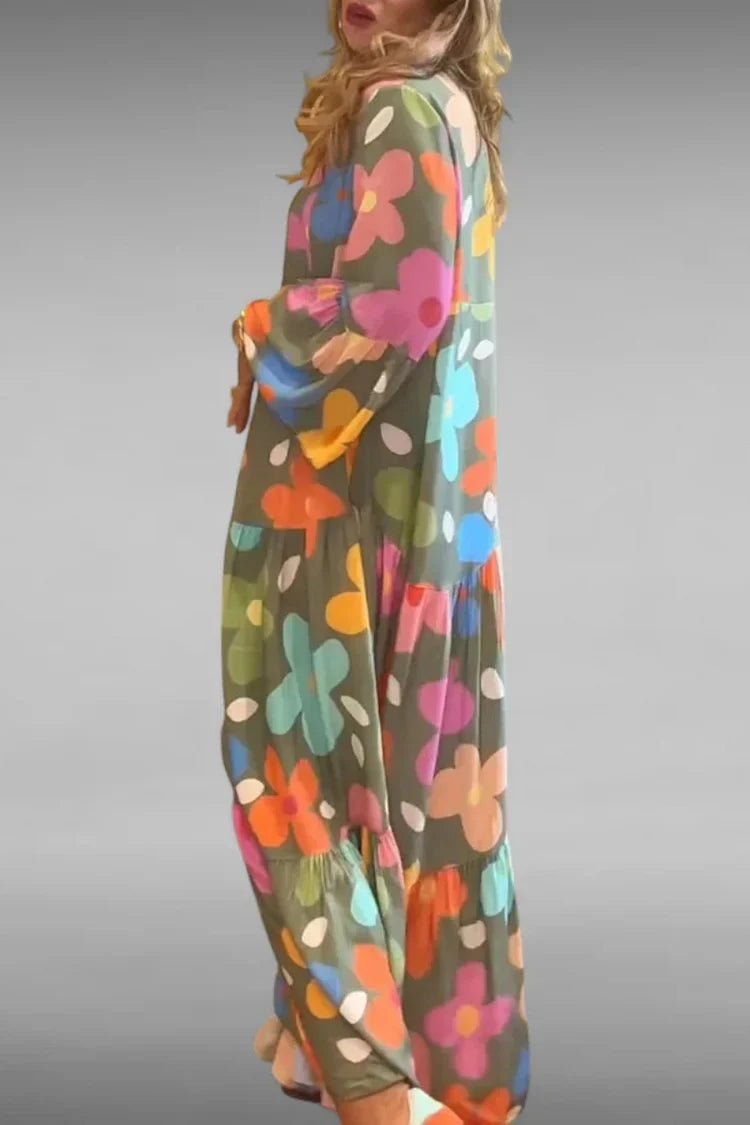 Aurora | Floral Maxi Dress with Flared Silhouette