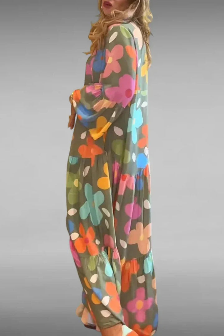 Aurora | Floral Maxi Dress with Flared Silhouette