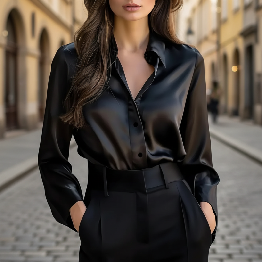 Isabella | Long Sleeve Satin Blouse