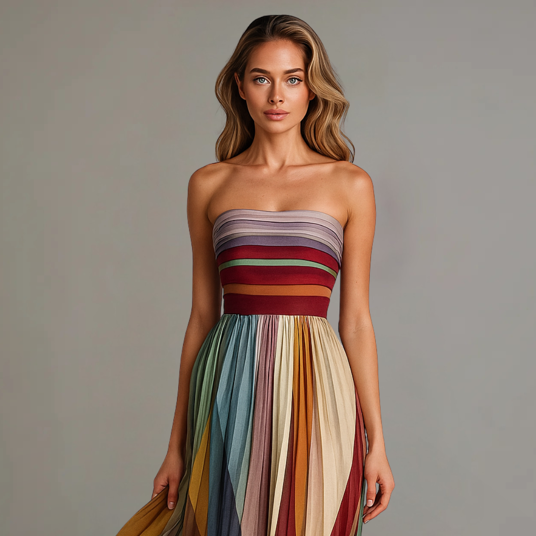 Celeste | Strapless Pleated Maxi Dress