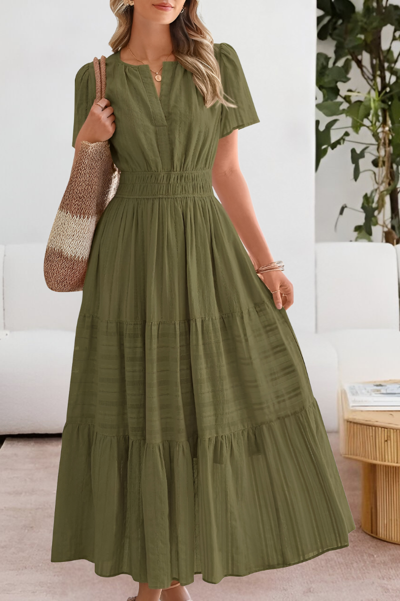 Penelope | Tiered Maxi Dress with Short Sleeves