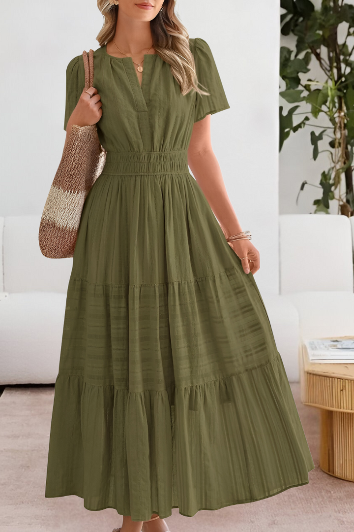 Penelope | Tiered Maxi Dress with Short Sleeves