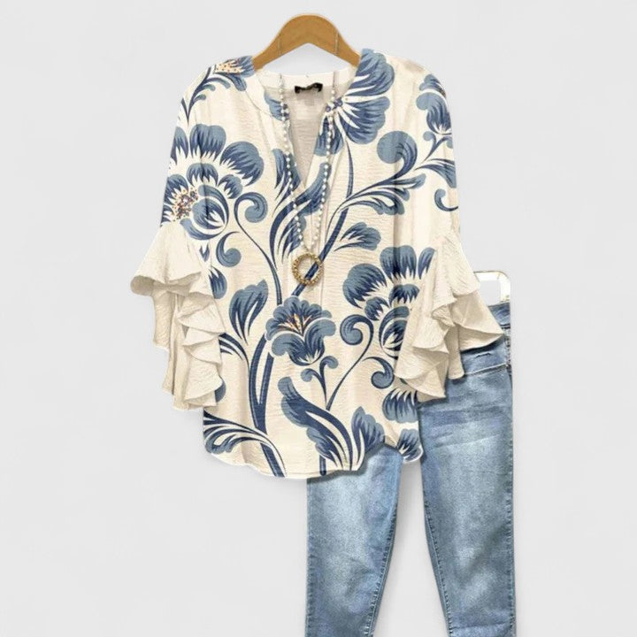 Antonella | Women's Ruffle Sleeve Floral Blouse