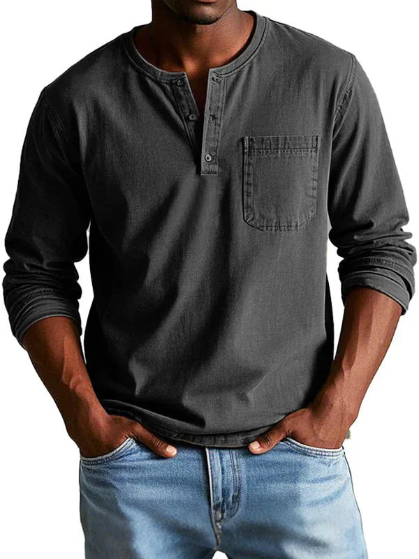 Liam | Men's Long Sleeve Henley Shirt