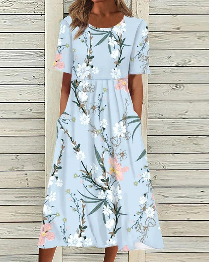Ruby | Floral Midi Dress with Pockets