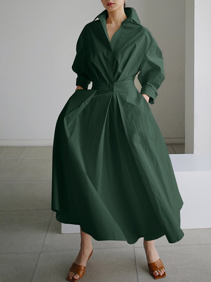 Evelyn | Button Front Shirt Midi Dress