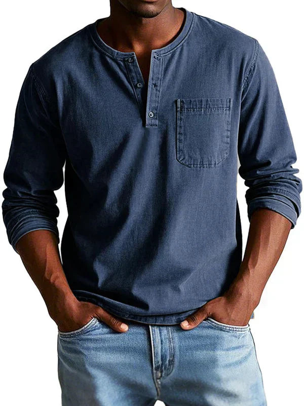 Liam | Men's Long Sleeve Henley Shirt