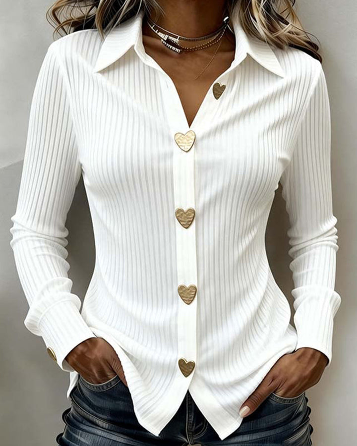 Lillian | Long Sleeve Button Up Shirt with Lapel Collar