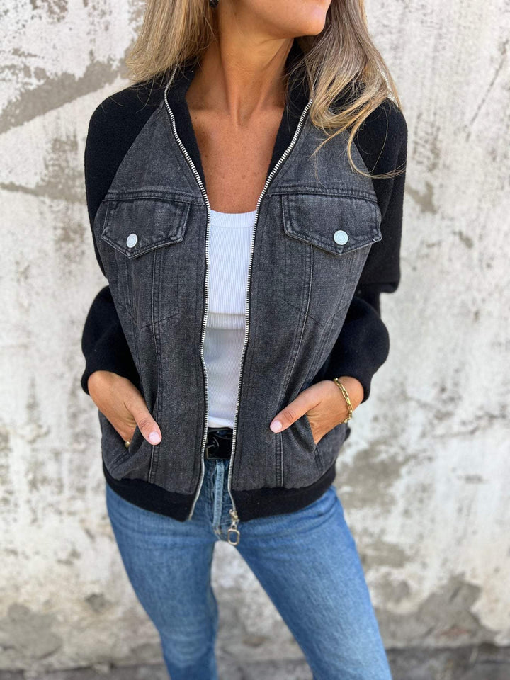 Hannah | Women's V Neck Jacket with Zip Closure