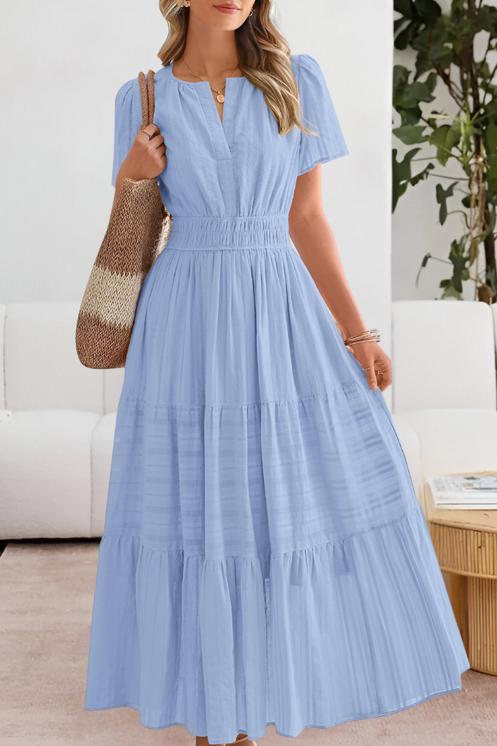 Penelope | Tiered Maxi Dress with Short Sleeves