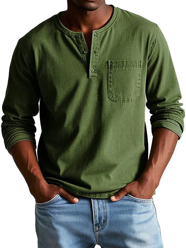 Liam | Men's Long Sleeve Henley Shirt