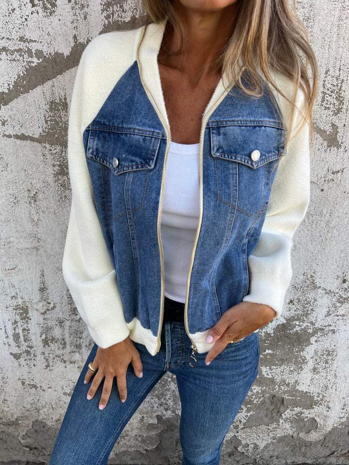 Hannah | Women's V Neck Jacket with Zip Closure