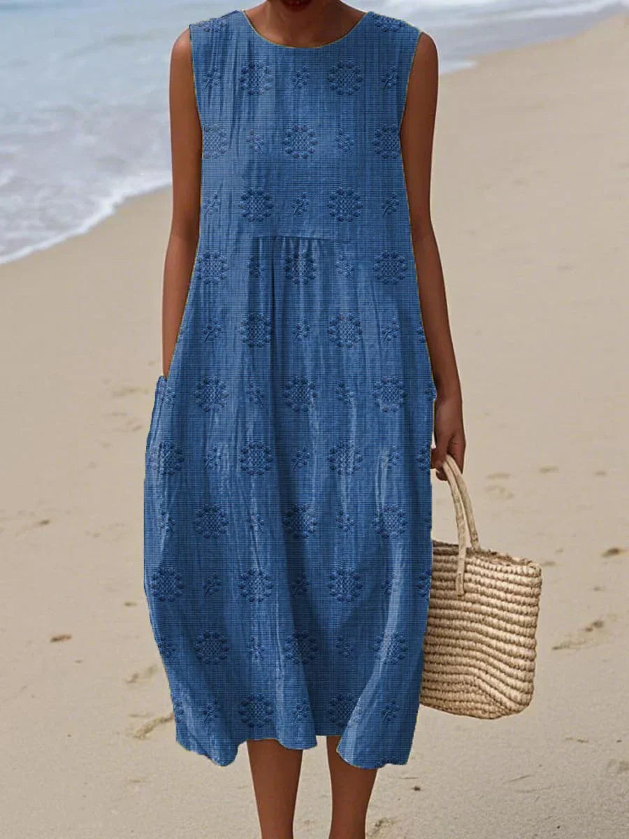 Greta | Women's Sleeveless Midi Dress with Pockets