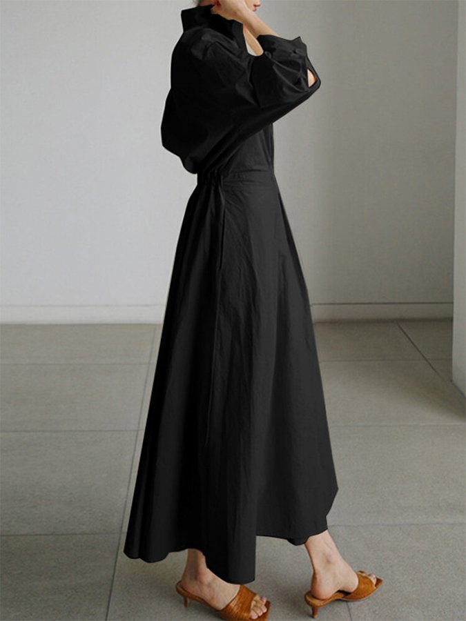 Evelyn | Button Front Shirt Midi Dress