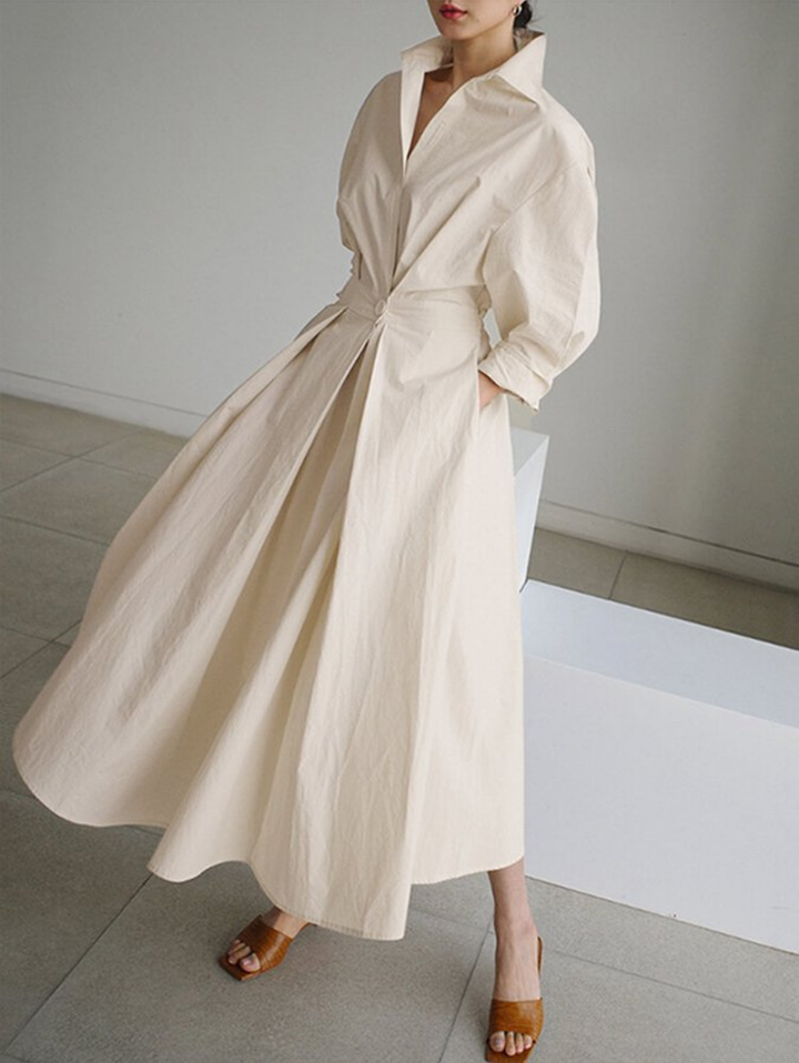 Vivienne | Collared Maxi Shirt Dress