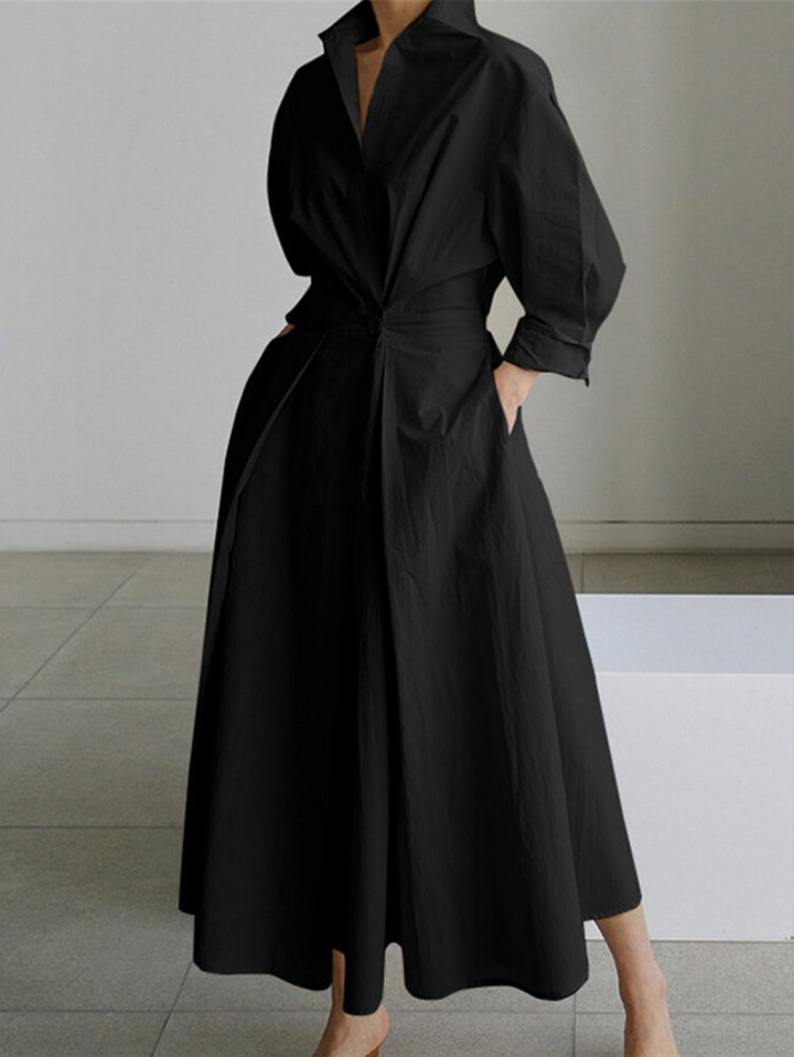 Vivienne | Collared Maxi Shirt Dress