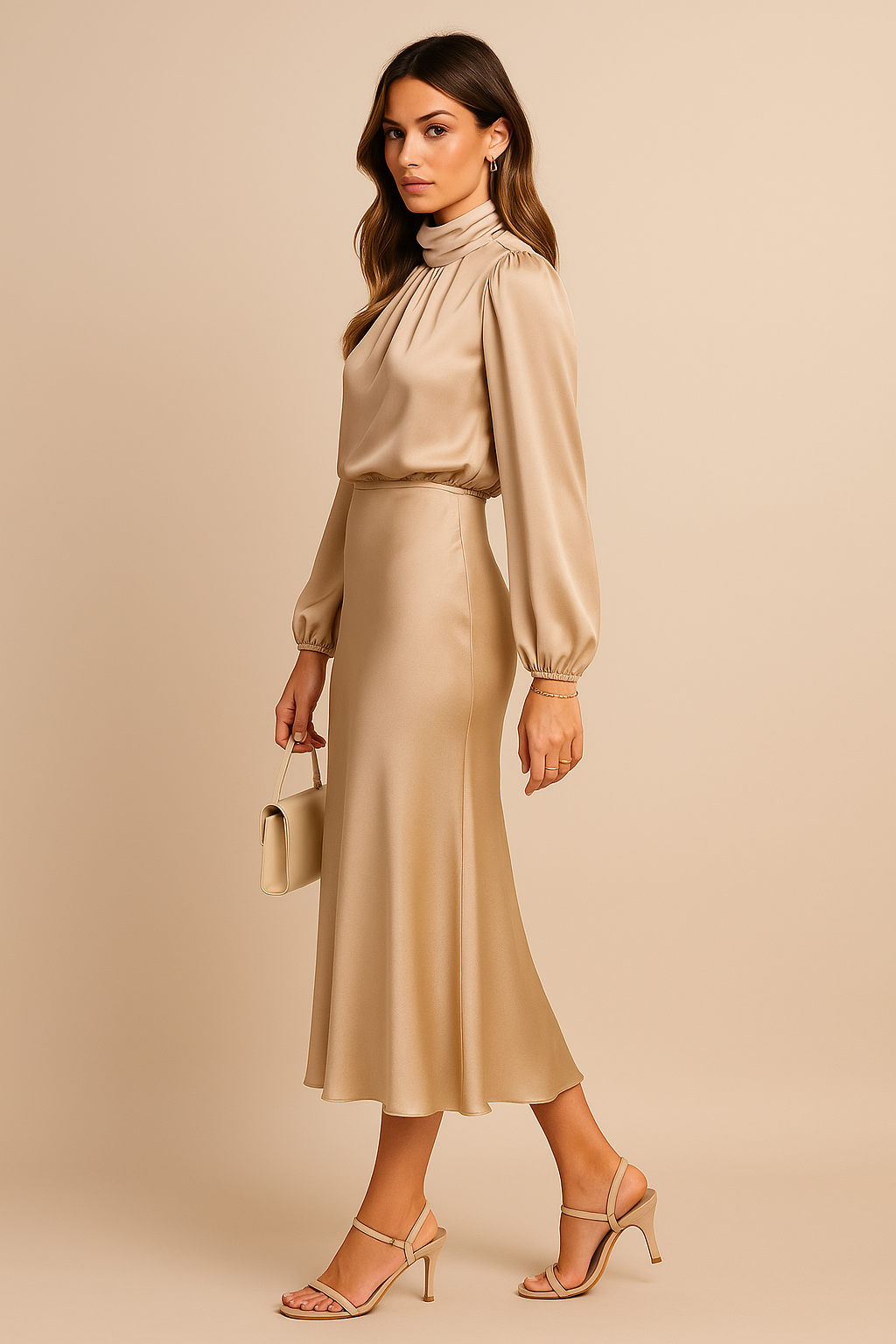 Sabrina | Women's Satin Midi Dress