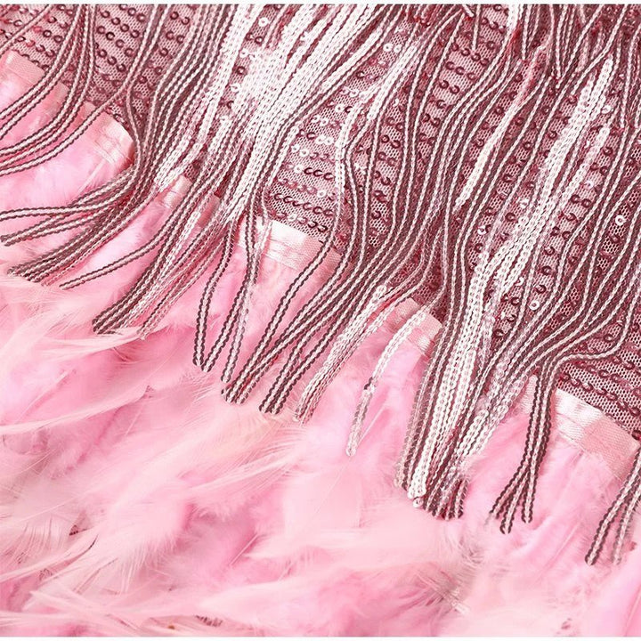 Camila | Cocktail Mini Dress with Feather Detail
