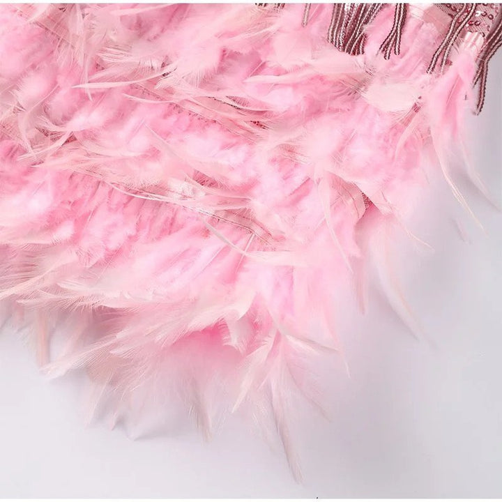 Camila | Cocktail Mini Dress with Feather Detail