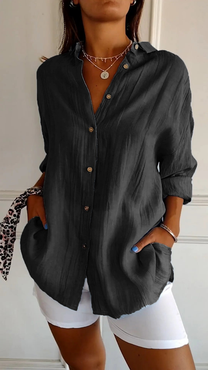 Olive | Women's Oversized Linen Button-Down Shirt